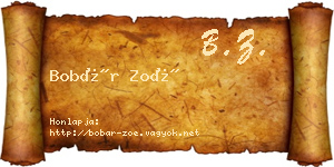 Bobár Zoé névjegykártya